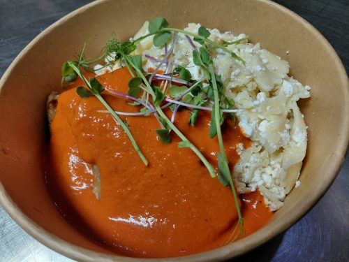 Afrikai harcsa filé paprika mártással, durum túrós masni tésztán